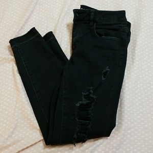 American Eagle black distressed skinny jeans
